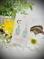 Sterling Silver Oval Rough Aquamarine Earrings