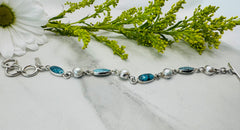 Seafoam Serenity – Sterling Silver Pearl & Turquoise Bracelet