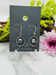Sterling Silver Rainbow Moonstone Earrings - Serpantine