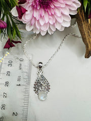 Sterling Silver Rainbow Moonstone Pendant - Designer Collection - Aura