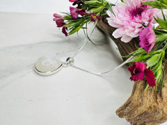 Sterling Silver Rainbow Moonstone Small Pear Shape Pendant - Solace