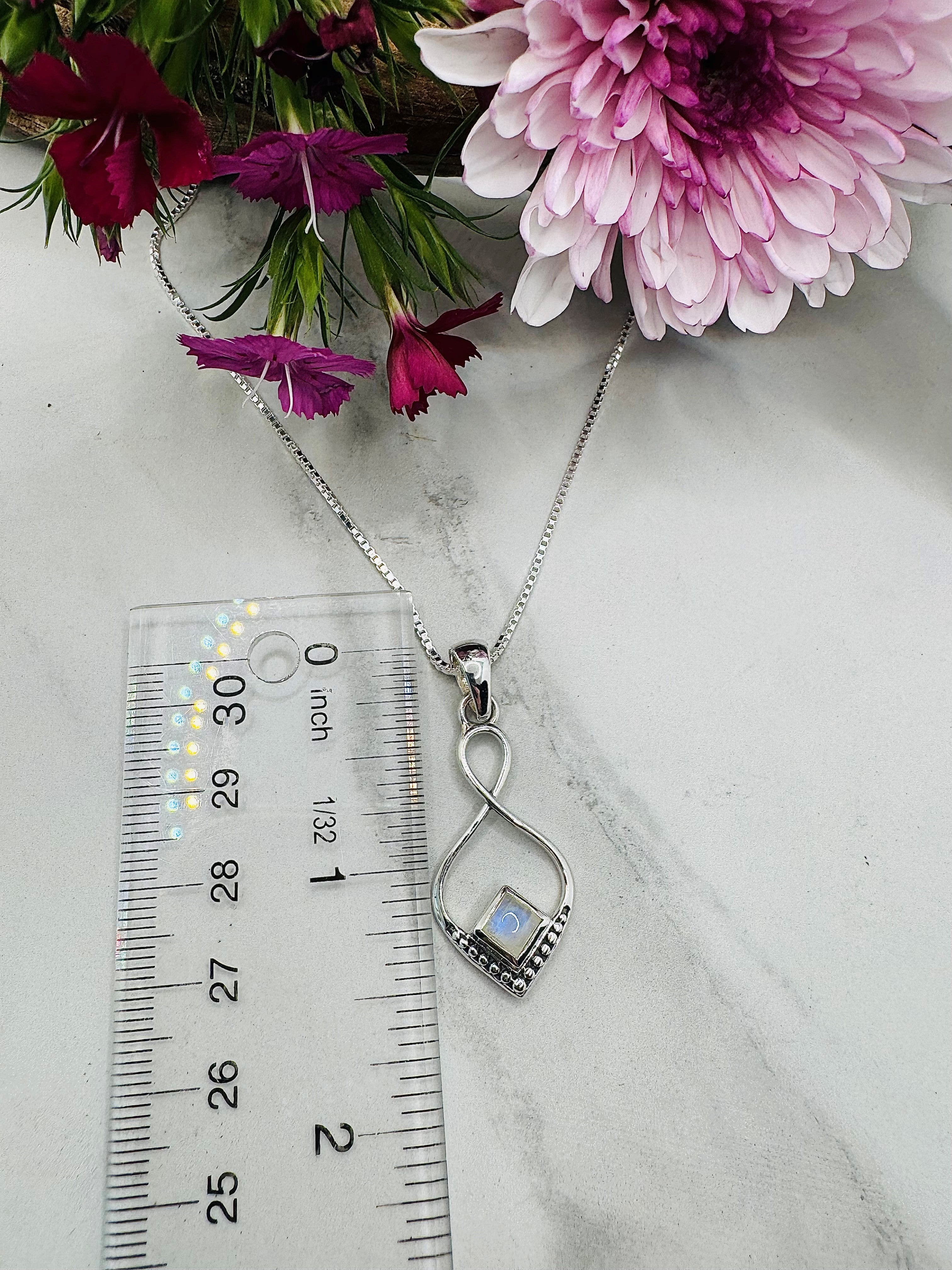 Sterling Silver Rainbow Moonstone Pendant- Subtle & Delicate