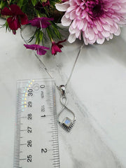 Sterling Silver Rainbow Moonstone Pendant- Subtle & Delicate