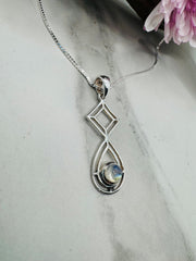 Sterling Silver Rainbow Moonstone Pendant - Timeless
