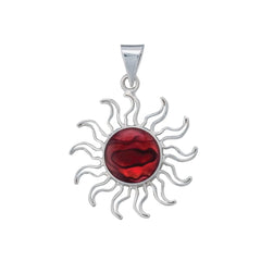 Sterling Silver Red Abalone Sun Pendant