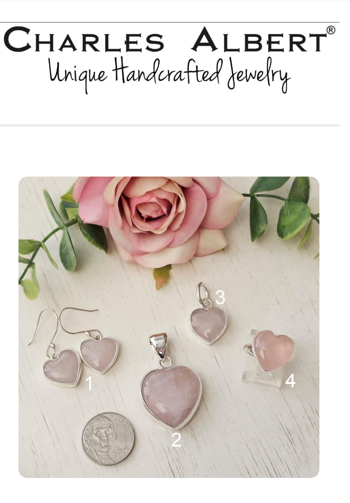 Sterling Silver Rose Quartz Heart Pendant