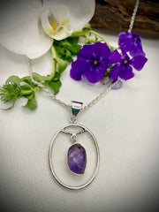 Sterling Silver Rough Amethyst Pendant (Pendulum)