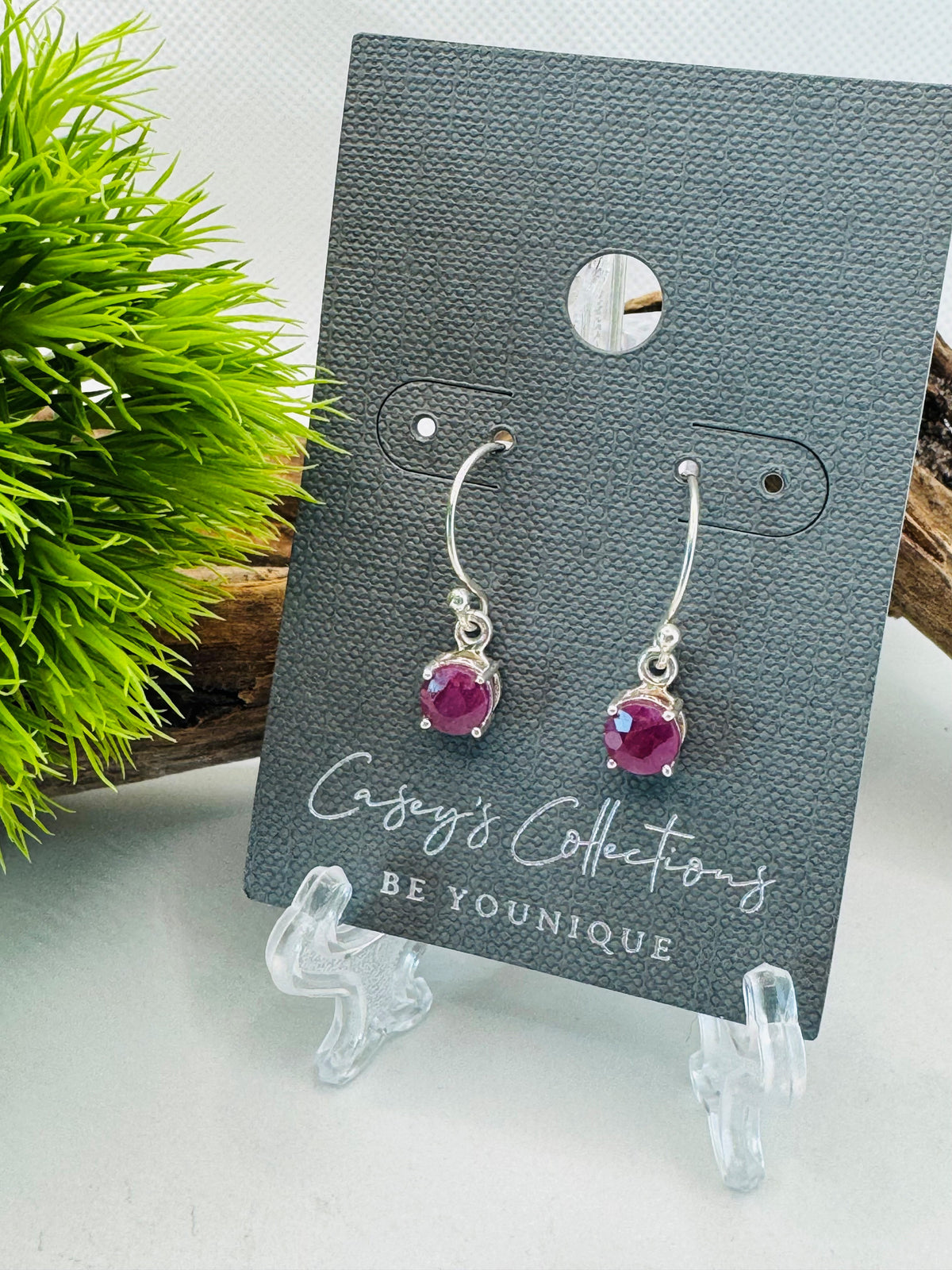 Sterling Silver Ruby Drop Earrings - Crimson Spark