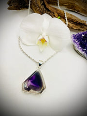 Sterling Silver Triangular Amethyst Quartz Pendant