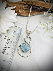 Sterling Silver Infinity Rough Cut Aquamarine Pendant