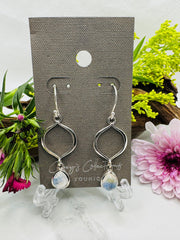Sterling Silver Rainbow Moonstone Drop Earrings - Elegance