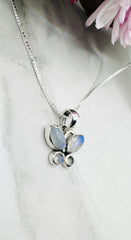 Sterling Silver Rainbow Moonstone Butterfly Pendant & Earring Set