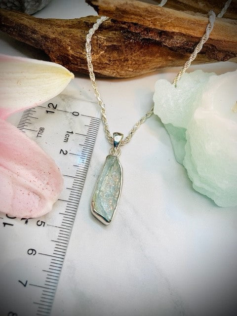 Sterling Silver Rough Aquamarine Pendant