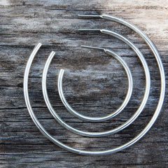 STERLING SILVER HIGH POLISH HOOP EARRINGS